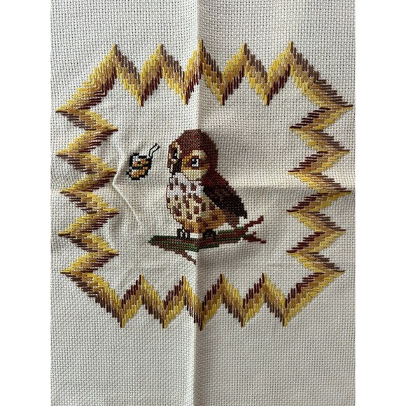 Vintage Bucilla Hoot Owl Cross Stitch Kit 48701 ALREADY STARTED - Picture 8 of 9
